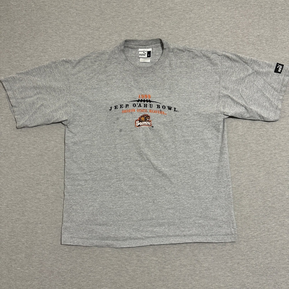 Puma 1999 Jeep Oahu Bowl Oregon State Beavers T-Shirt Gray Vintage Mens Large